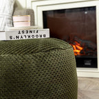 Asuprui Pouf Ottoman Unstuffed Ottoman Foot Rest No Filler Soft Faux Fur Foot Stool 20x20x12 Inches Fuzzy Chair Floor Pouf Chair with Storage for Living Room Bedroom Green