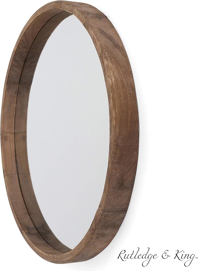 Rutledge & King Wall Mirror - Rustic Round Mirror - Decorative Circle Mirrors for Bathrooms, Living Rooms, and Bedrooms (1 Pack, Midwood - Large)
