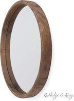 Rutledge & King Wall Mirror - Rustic Round Mirror - Decorative Circle Mirrors for Bathrooms, Living Rooms, and Bedrooms (1 Pack, Midwood - Large)