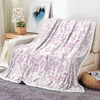 Floral Fuzzy Blanket Pink Floral Throw Blanket, Botanical Flowers Blankets, Soft, Flannel, Warm, Boho Flowers Bed Blankets All Season for Couch Bedroom Living Room 50X70 Inch