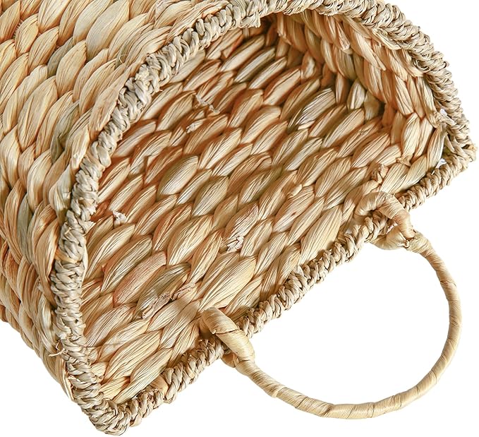 Woven Hanging Wall Basket, Rattan Wall Basket Planter, Front Door Hanger Basket Wreath for Plants,Outdoor Wicker Baskets for Wall,Door Baskets for Flowers Front Door Decor,8.6" D x 5.1" W x 11.6" H