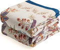 Boho Throw Blanket, 100% Organic Cotton Breathable Skin-Friendly Ultra Soft Bed Quilt Throw - All Season Floral Farmhouse Décor Luxury Blanket for Sofa Couch Chair and Gift. 60" x 80"