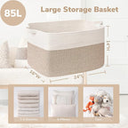 Goodpick Extra Large Woven Blanket Basket, 23.6" x 15.7" x 13.8" Storage Organizer for Blankets, Toys, Dirty Clothes, Rectangle Cotton Rope Basket for Living Room, Nursery, Bedroom