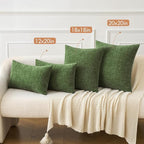 MIULEE Pack of 2 Couch Throw Pillow Covers 12x20Inch Soft Moss Green Spring Chenille Lumbar Pillow Covers for Sofa Living Room Solid Dyed Cases