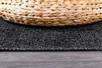 CAMILSON Easy Jute Rug 4x6, Indoor Outdoor Dark Gray Black Farmhouse Area Rugs for Living Room Patio and Kitchen Rug, Solid Boho Woven Design, Easy-Cleaning, Washable Outside Carpet Alfombras (4 x 6)