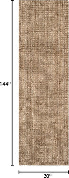 SAFAVIEH Natural Fiber Collection Runner Rug - 2'6" x 12', Natural & Grey, Handmade Jute, Farmhouse Style, Chunky Textured Thick Pile (NF447M)