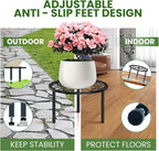 TOSKING Heavy Duty Metal Plant Stand - 9.1-inch Decorative Round Plant Stand, Adjustable Leveling Feet & Rust-Resistant Finish for Indoor/Outdoor Use
