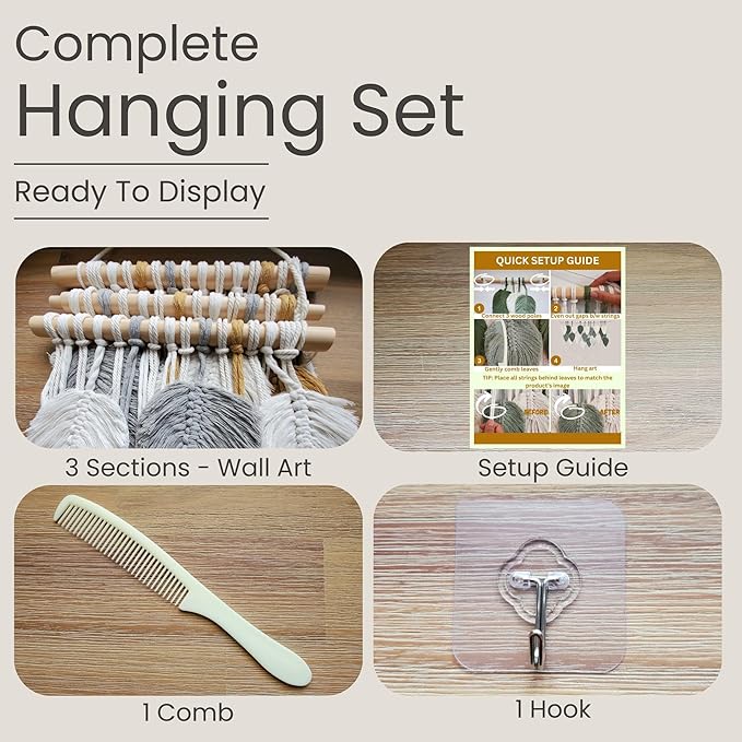 Large Macrame Wall Hanging Decor – Handmade Cotton Cord Boho Room Decor for Bedroom, Nursery, Office – 39” W x 29.5” L (Silver, Gold, White)