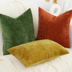 decorUhome Chenille Moss Green Spring Euro Sham Throw Pillow Covers 26x26 Inch Set of 2, Decorative Soft Couch Pillow Covers Solid Dyed Accent Farmhouse Neutral Square Pillow Cases for Sofa