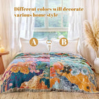 MSGKV Boho Throw Blanket for Couch 50"x60" Cotton Floral Blankets for Sofa Chair Spring Breathable Farmhouse Home Decor All Seasons Lightweight Muslin