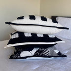 Tufted Boho Throw Pillow Cover, Soft and Luxurious Chenille Fabric, 18x18 inches, Decorative Black and White Pillowcase for Couch, Bedroom, Living Room, Modern Pillowcase for Home Decor