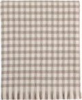 CREVENT Farmhouse Boho Knitted Throw Blanket for Couch Sofa Chair Bed Home Decoration, Soft Warm Cozy Light Weight for Spring Summer Fall (50''X60'' Plaid Tan)