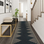 LIVEBOX No Shed Jute Runner Rugs for Hallway 2x10, Black and Tan Non Slip Washable Rug Runner, Bohemmian Extra Long Runners Rugs for Hallways, Ultra Thin Farmhouse Kitchen Rug for Hardwood Floor