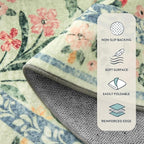 Lahome Sylvie Sage Green 6x9 Bedroom Rugs, Boho Washable Rugs for Living Room, Soft Wool Carpet for Nursery, Vintage Low Pile Carpet for Kids Playroom Girls, Tea Green