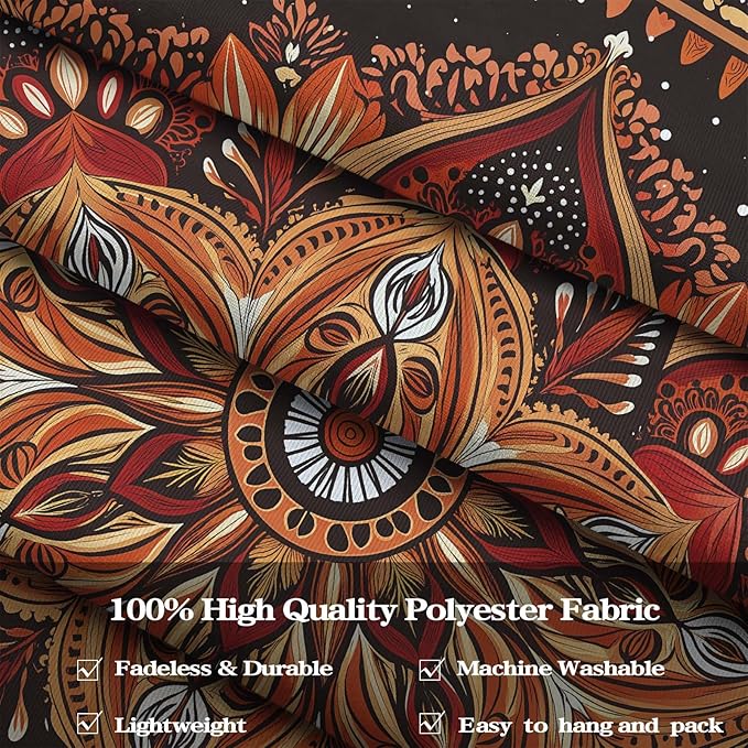 Accnicc Mandala Floral Tapestry Wall Hanging Boho Orange Red Tapestry Aesthetic Hippie Vintage Bohemian Flower Celestial Indian Cute Small Tapestries for Bedroom Living Room Dorm Decor 48 x 36 Inch