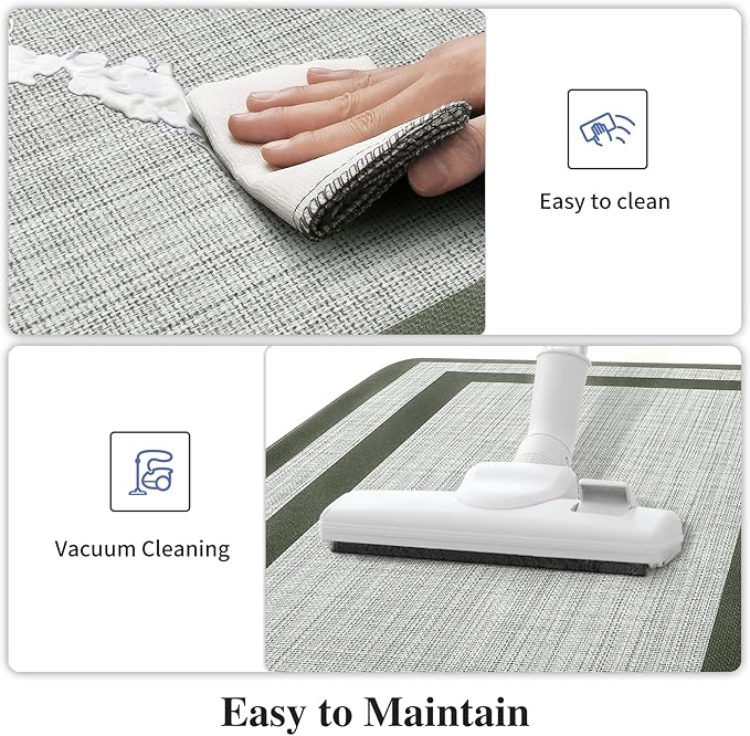 Mattitude Kitchen Mats Set of 2 Cushioned Anti-Fatigue Non-Skid Rug Sets Ergonomic Comfort Standing Mat for Kitchen, Floor, Office, Sink, Laundry,Green
