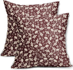 Burgundy Pillow Covers 20x20 Set of 2 Vintage Floral Rustic Old Style Cute Flower Print Decorative Outdoor Pillowcases Seasonal Farmhouse Throw Cushion Case Decor for Couch Sofa Bed