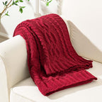 Battilo Christmas Dark Red Throw Blanket for Couch, Bed, Sofa, 51"x67", Woven Chenille Knit Throw Blankets, Gift Blanket, Cozy Warm Decorative Textured Throw Blanket for Living Room