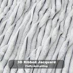NEWCOSPLAY Super Soft Twin Blanket Black and White Premium Silky Flannel Fleece 3D Ribbed Jacquard Lightweight Bed Blanket All Season Use (Black and White Ribbed, Twin(60"x80"))