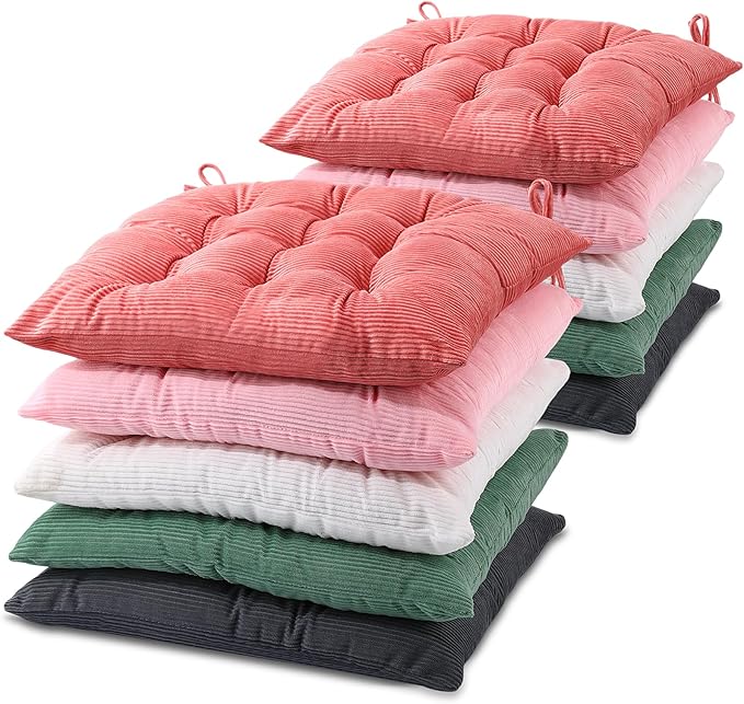Geetery 10 Pcs Corduroy Chair Cushion with Ties Soft Square Floor Pillows Bulk Seating Cushions, 15.7'' Large Thick Meditation Sitting Mat for Yoga Tatami Classroom Nursery(Colorful)