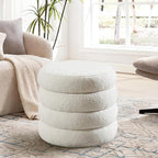 Flouki 19.5" Storage Ottoman Round, Vanity Stool for Bedroom, Entryway Ottoman for Console Table, Foot Stool for Living Room, Bedroom, Sherpa Off-White