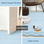 GarveeHome 5x7 Scalloped Area Rug Blue Washable Rugs for Living Room Bedroom, Soft Low Pile Non Slip Accent Floor Mat Solid Floral Print Throw Rug Farmhouse Indoor Carpet for Dorm Playroom