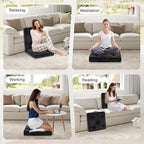 Floor Pillow Set of 2, 22x22 Tufted Floor Cushion for Adults, Square Large Meditation Cushion Pillow, Corduroy Sitting Pillow with Handle, Yoga Seating for Tatami, Dark Grey