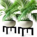 Wenqik 2 Pack 16 Inch Wood Plant Stand Wooden Plant Pot Holder Mid Century Rattan Flower Boho Rustic Stool Holder for Indoor Gardening Patio, Fit 8-18 Inch Pot (Black)