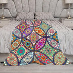 Boho Floral Throw Blanket Bohemian Colorful Mandala Flowers Print Theme Blanket for Sofa Bed Couch Chair Or Dorm 30"x40"