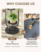 Bamworld Upgraded Outdoor Plant Stand Metal Plant Stand Indoor Corner Plant Stands 4 Pots Plant Shelf for Tall Plant Holder Black Plant Shelves for Living Room Bedroom Midcentury Modern Home Decor