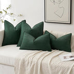 MIULEE Pack of 2 Green Decorative Pillow Covers 20x20 Inch Soft Chenille Luxurious Couch Throw Pillows Farmhouse Cushion Covers with Elegant Design for Sofa Bedroom Living Room Home Decor