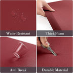 HappyTrends Kitchen Mat,17.3"x28"+17.3"x60" Red, Cushioned Comfort Anti-Fatigue Waterproof Floor Mat Kitchen Rugs, Thick Perfect Ergonomic Foam Standing mat for Kitchen, Home, Office, Laundry