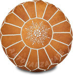 ARTOUARZAZATE Premium Moroccan Leather Ottoman Pouf Cover, Ottoman Footstool Hassock 100% Real Natural Leather pouffe, Home Gifts, Wedding Gifts, Foot Stool (Brown)