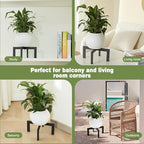 Metal Plant Stands Indoor Outdoor, Heavy-Duty Short Black Plant Holder for 5-12 Inch Flower Pots - 1/2/3 Pack Low Stand for Balcony, Corner, Desk, Table Top (Plant Not Included)(3Pcs)