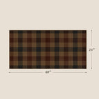 Brown Checkered 2 x 4 Runner Rug Indoor - Easy Jute Brown and Black Checkered Rug for Entryway, Kitchen Runner Non Slip Washable, Earthy & Rustic Check Accent Décor