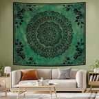 Apdidl Boho Mandala Green Tapestry for Bedroom Aesthetic, Hippie Indian Vintage Floral Decor Wall Hanging, Bohemian Ceiling Flower Plants Art Backdrop Wall Tapestries for Dorm Living Room 60" X 79"