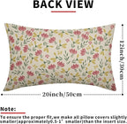 Green Pink Yellow Floral Pillow Covers 12x20 Set of 2 Vintage Rustic Old Style Cute Small Flower Print Rectangle Decorative Outdoor Pillowcases Farmhouse Throw Cushion Case Decor for Couch Sofa Bed
