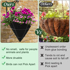 3PCS 14 Inch Cone Shaped Planter Basket Liners Fabric Hanging Plant Liners Non-Woven Planter Liners Black Felt Liners Replacement Inserts for Flower Hanging Baskets Outdoor Plants - Avoid Bird Nesting
