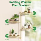 Rotating Window Shelves for Multiple Plants Indoor,4-tier Metal Corner golden Plant Stand Holder Floating Hanger Shelf for Wall，Windows Sill Gifts for Planter Lover to Enhance Home Decor