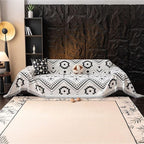 VClife Bohemian Couch Cover Aztec Geometric Chenille Sofa Cover for Sectional Couch - Black and White Zigzag Pattern Sofa Slipcover for 2 Cushion Couch Sofa 71" X 118"