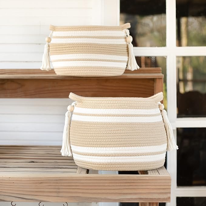 Woven Plant Baskets for Indoor Plants (Set of 2) – Boho Basket Planters for Home Décor