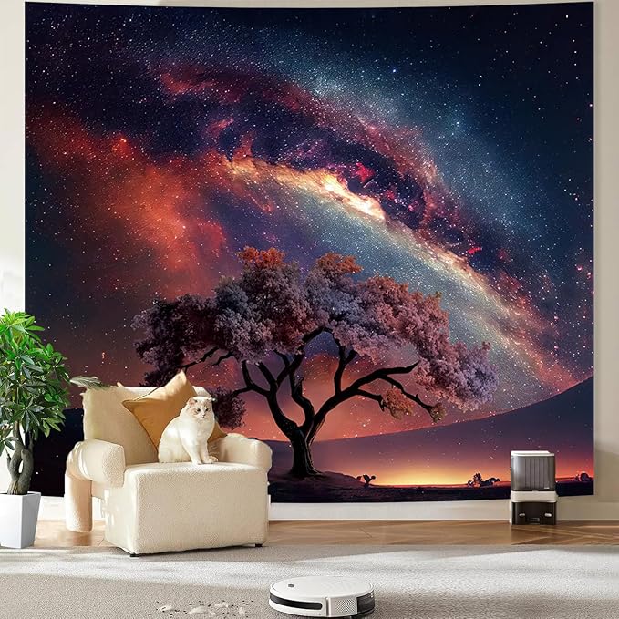 Apdidl Space Galaxy Tapestry Wall Hanging for Bedroom Aesthetic, Nature Starry Night Tree of Life Tapestries, Star Sky Posters Backdrop Decor Wall Tapestry for Men Dorm Living Room Office (51"X60")