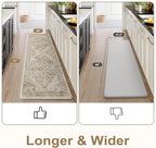 KIMODE Anti Fatigue Kitchen Mats for Floor, 20"x71" Boho Oriental Kitchen Rug, Padded Kitchen Floor Mats Non Slip, Cushioned Standing Mats for Front of Sink Laundry Desk Bedroom Khaki