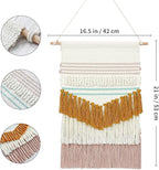 LOMOHOO Macrame Wall Hanging Woven Tapestry with Tassel Tufted Colorful Geometry Tapestries Blue Yellow Pink Bohemian Art Boho Chic Decor Bedroom Apartment Home Decoration(Pink and Yellow)