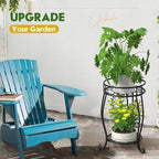 TOSKING 2 Tier Metal Plant Stand Indoor Outdoor , Rustproof Stable Plant Stands Multiple Plant Rack Holder Flower Pot Stand for Living Room Balcony Garden Patio Bedroom (Black, 19.5)