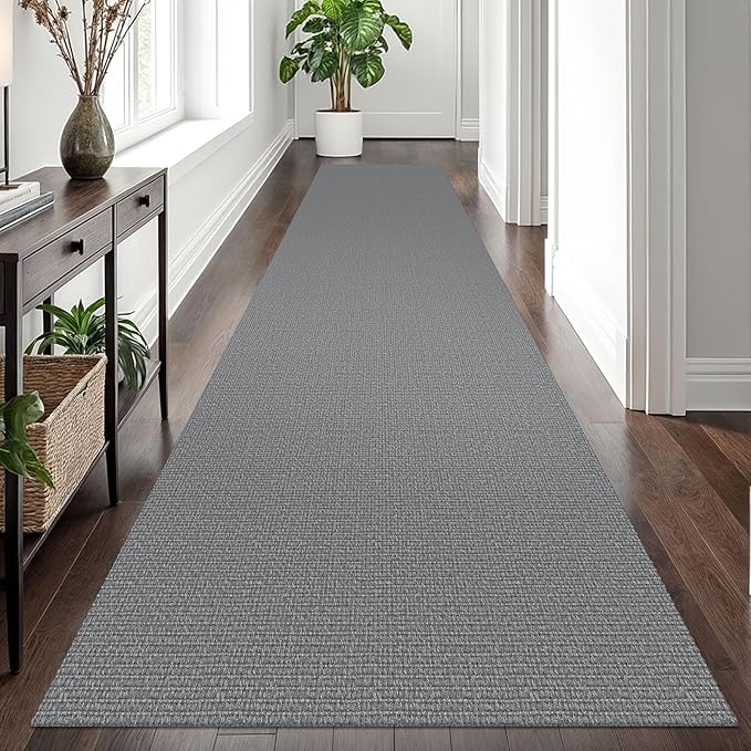EARTHALL Long Runner Rug 3x12 Ft Washable Runners for Hallways Cotton Non Slip Entryway Runner Braided Kitchen Runner Indoor Outdoor Carpet Runners for Entryway, Hall, Foyers, Charcoal Gray