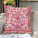 KSLIDS Pink Teal Flower Soft Velvet Throw Pillow Covers Set of 2 Boho Ethnic Red Foral Decorative Pillow Covers 18x18 Inch Bohemian Farmhouse Pillow Case for Sofa Couch Living Room Home Decor