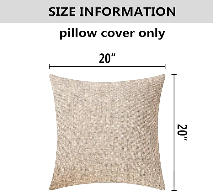 Home Brilliant Burlap Solid Linen European Throw Pillow Sham Cushion Cover for Bench, 20x20(50x50cm), Light Linen