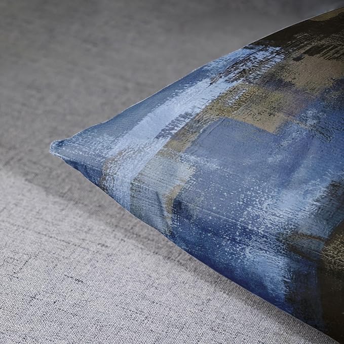 Emvency Set of 2 Blue Brown Painting Throw Pillow Covers Beige Office Contemporary Abstract Modern Design Retro Decorative Pillow Case Home Decor Standard Square 18x18 Inch Cushion Pillowcase