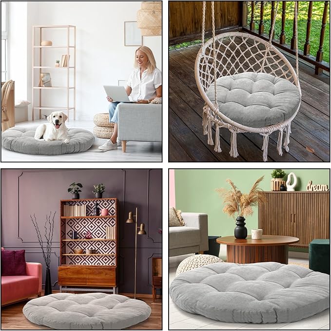 Extra Large Floor Pillow 35 Inch Round Circle Chair Floor Meditation Cushion Papasan Swing Cushion for Adults Oversized Playroom Pillows Big Pillow for Yoga Living Room Sofa